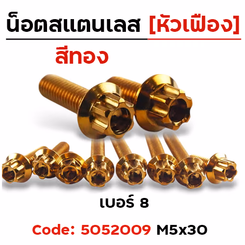 น็อตหัวเฟืองทอง 5*30 [แพ็ค 20ตัว]
