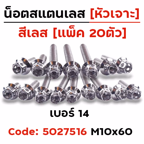 น็อตหัวเจาะ 10*60 เลส [แพ็ค 20ตัว]