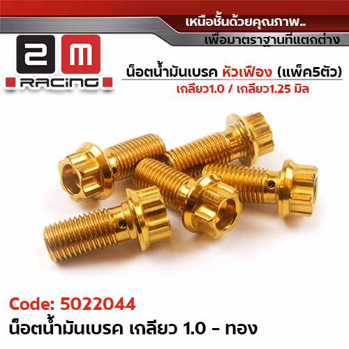น็อตน้ำมันเบรค <หัวเฟือง> เกลียวละเอียด 1.0 - ทอง
