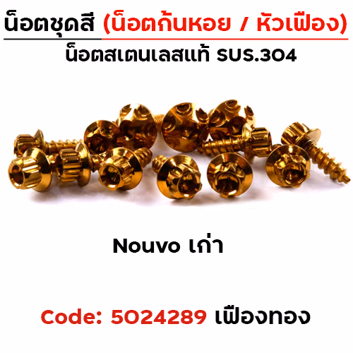 น็อตชุดสี NOUVO เก่า - หัวเฟือง ทอง (22ตัว)