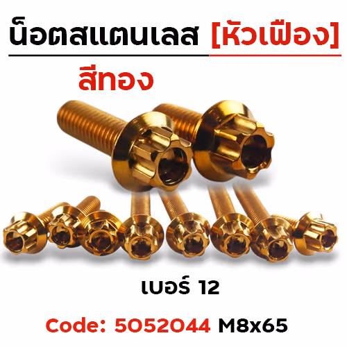 น็อตหัวเฟืองทอง 8*65 [แพ็ค 20ตัว]