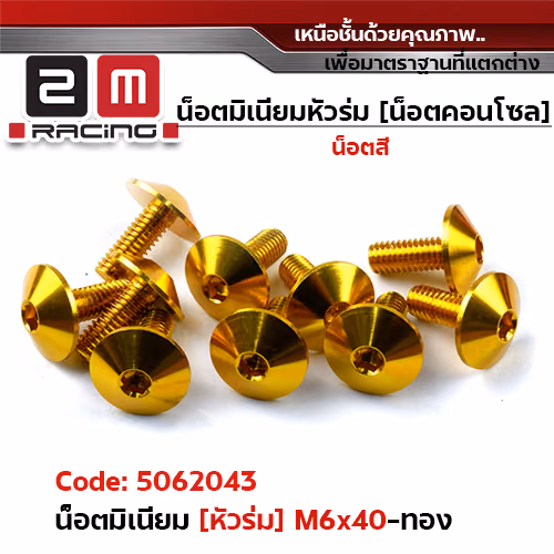 น็อตมิเนียม หัวร่ม 6*40 - ทอง