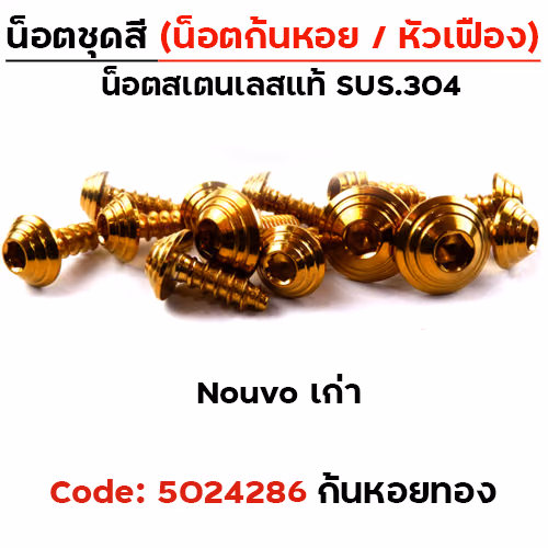 น็อตชุดสี NOUVO เก่า - หัวก้นหอย ทอง (22ตัว)