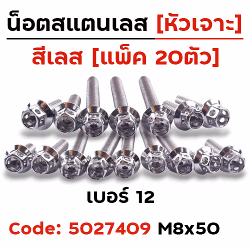 น็อตหัวเจาะ 8*50 เลส [แพ็ค 20ตัว]