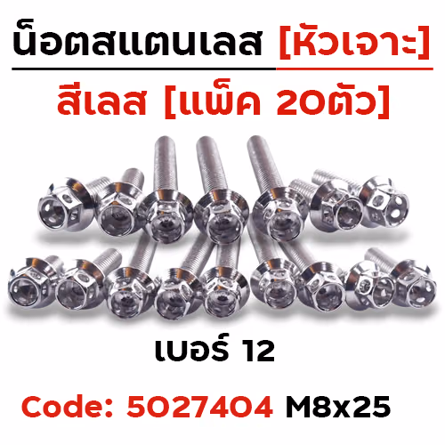 น็อตหัวเจาะ 8*25 เลส [แพ็ค 20ตัว]