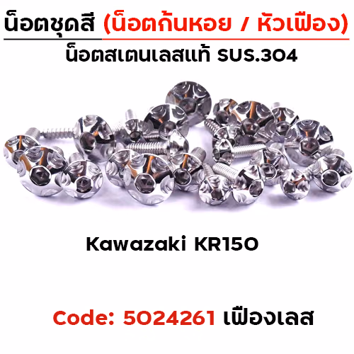 น็อตชุดสี KR - หัวเฟือง - เลส (19ตัว)