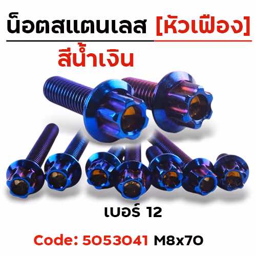 น็อตหัวเฟืองน้ำเงิน 8*70 [แพ็ค 20ตัว]