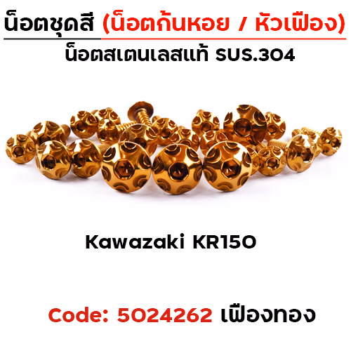 น็อตชุดสี KR - หัวเฟือง - ทอง (19ตัว)