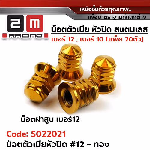 ตัวเมียเบอร์ 12 หัวปิด (เจดี) - ทอง