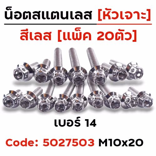 น็อตหัวเจาะ 10*20 เลส [แพ็ค 20ตัว]