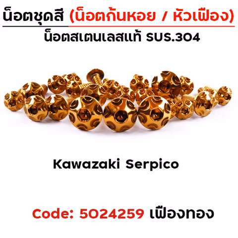 น็อตชุดสี Serpico - หัวเฟือง - ทอง (29ตัว) — 