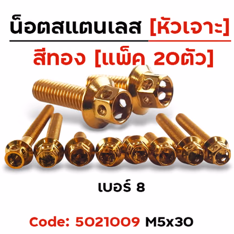 น็อตทองหัวเจาะ 5*30 [แพ็ค 20ตัว] — 