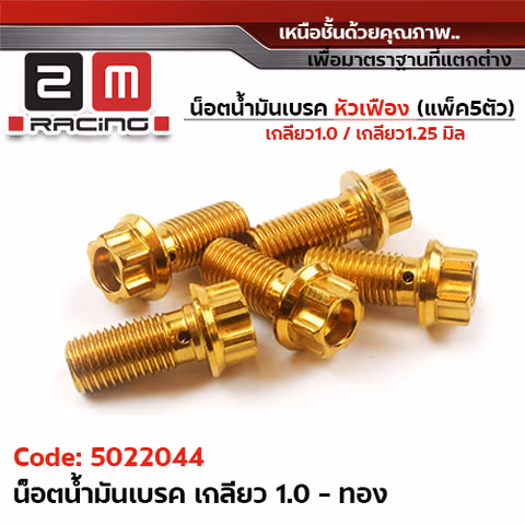 น็อตน้ำมันเบรค <หัวเฟือง>  เกลียวละเอียด 1.0 - ทอง — 
