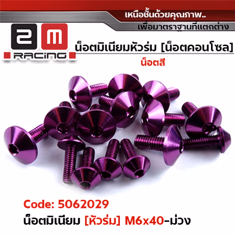 น็อตมิเนียม หัวร่ม 6*40 - ม่วง — 