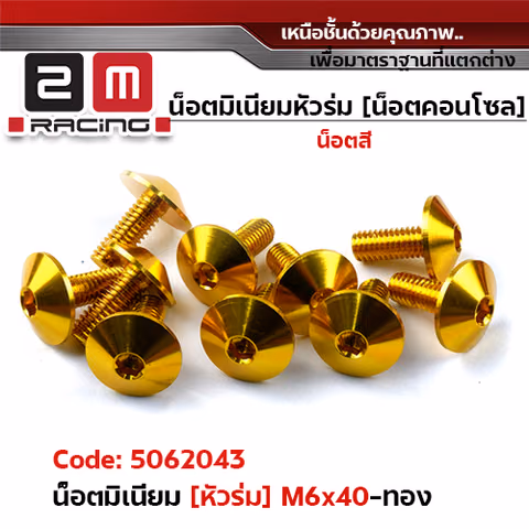 น็อตมิเนียม หัวร่ม 6*40 - ทอง — 