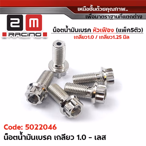 น็อตน้ำมันเบรค <หัวเฟือง>  เกลียวละเอียด 1.0 - เลส — 