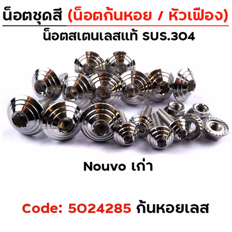 น็อตชุดสี NOUVO เก่า - หัวก้นหอย เลส (22ตัว) — 