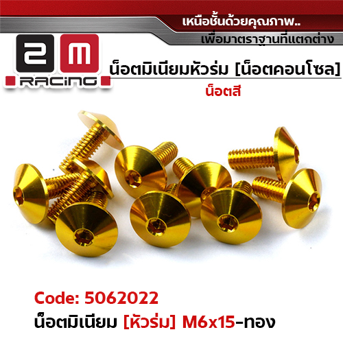 น็อตมิเนียม หัวร่ม 6*15 - ทอง
