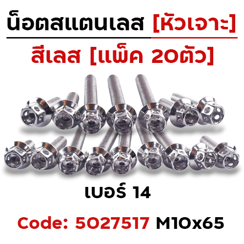 น็อตหัวเจาะ 10*65 เลส [แพ็ค 20ตัว]