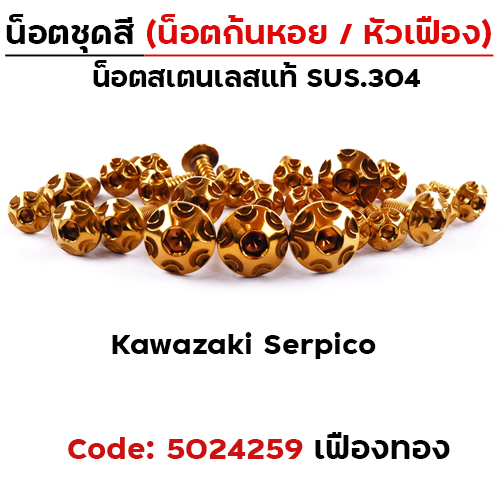 น็อตชุดสี Serpico - หัวเฟือง - ทอง (29ตัว)