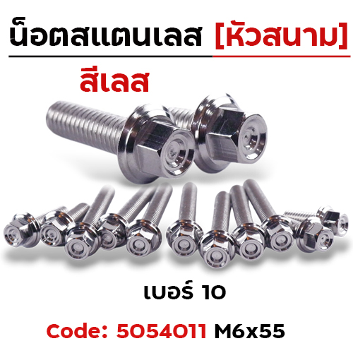 น็อตหัวสนาม M6*55 - เลส [แพ็ค 20ตัว]