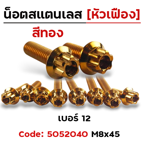 น็อตหัวเฟืองทอง 8*45 [แพ็ค 20ตัว]