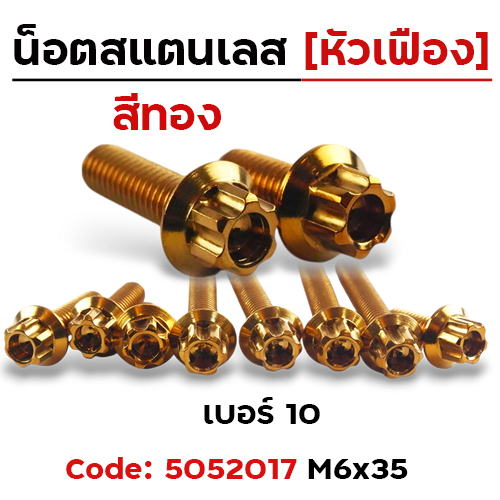 น็อตหัวเฟืองทอง 6*35 [แพ็ค 20ตัว]