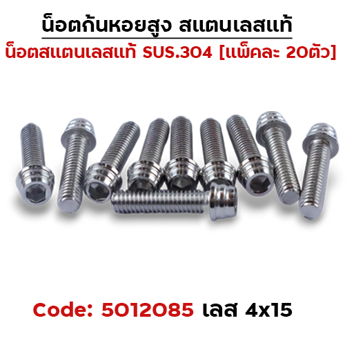 น็อตก้นหอยสูง 4*15 เลส (แพ็ค 20ตัว)