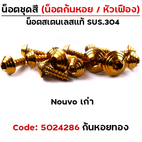 น็อตชุดสี NOUVO เก่า - หัวก้นหอย ทอง (22ตัว)