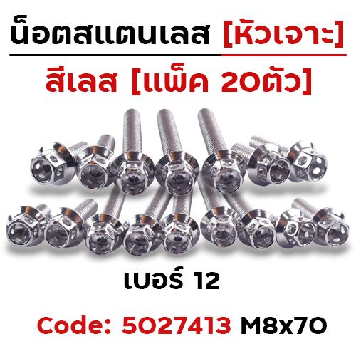 น็อตหัวเจาะ 8*70 เลส [แพ็ค 20ตัว]