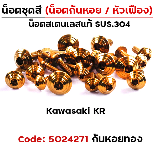 น็อตชุดสี KR - ก้นหอย - ทอง (19ตัว)