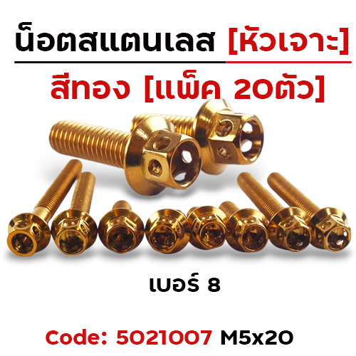 น็อตทองหัวเจาะ 5*20 [แพ็ค 20ตัว]