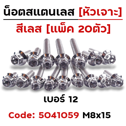 น็อตหัวเจาะ 8*15  เลส [แพ็ค 20ตัว]