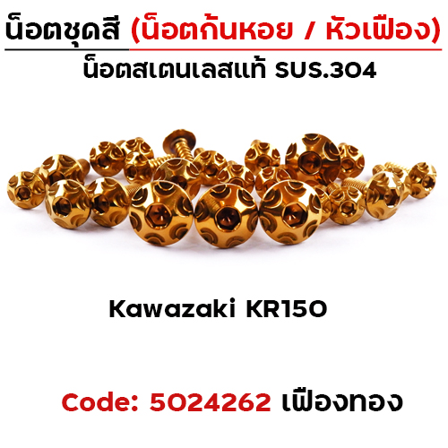น็อตชุดสี KR - หัวเฟือง - ทอง (19ตัว)