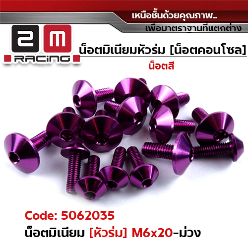 น็อตมิเนียม หัวร่ม 6*20 - ม่วง